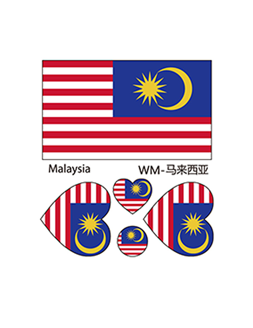 Fashion Malaysia Environmental Protection World Flag Face Tattoo Stickers Waterproof