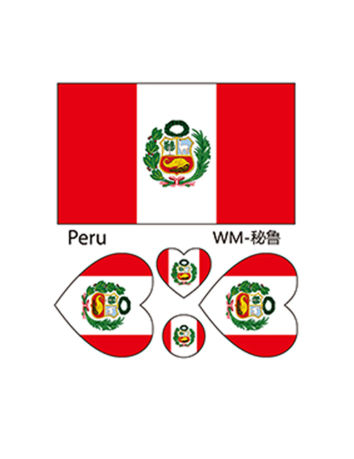Fashion Peru Environmental Protection World Flag Face Tattoo Stickers Waterproof