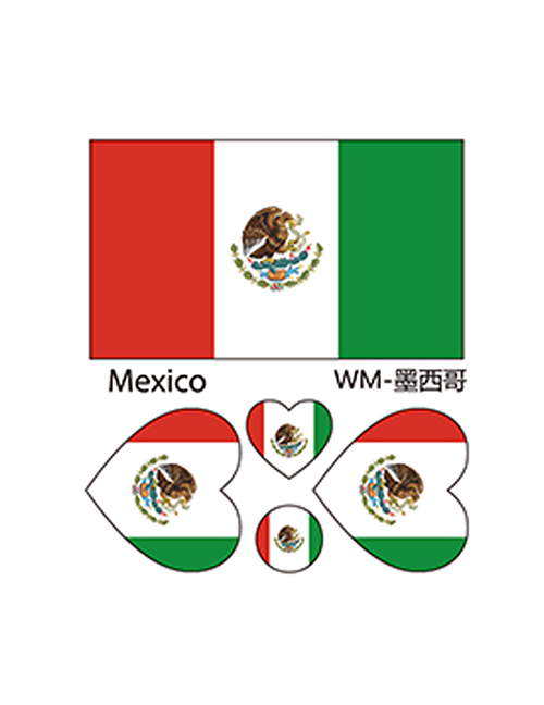 Fashion Mexico Environmental Protection World Flag Face Tattoo Stickers Waterproof