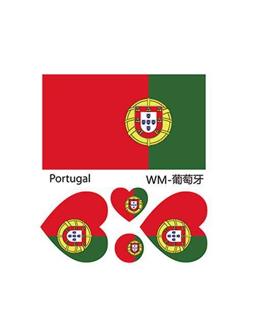 Fashion Portugal Environmental Protection World Flag Face Tattoo Stickers Waterproof