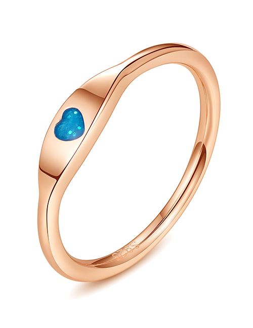 Fashion Rose Gold Color Metal Geometric Love Diamond Ring