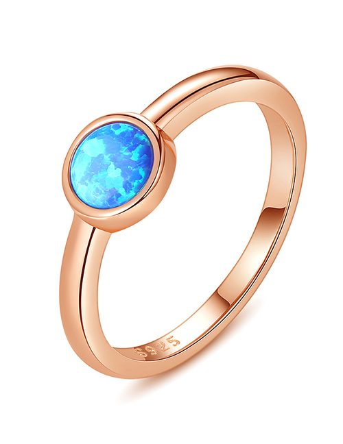 Fashion Rose Gold Color Metal Inlaid Opal Geometric Ring