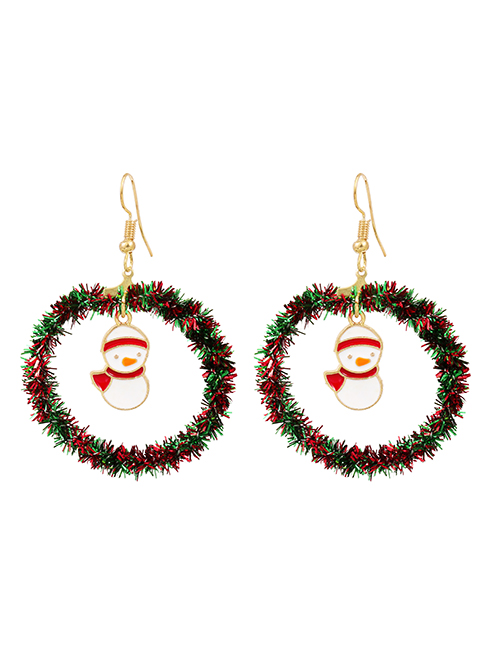Fashion Snowman Alloy Ribbon Circle Christmas Earrings