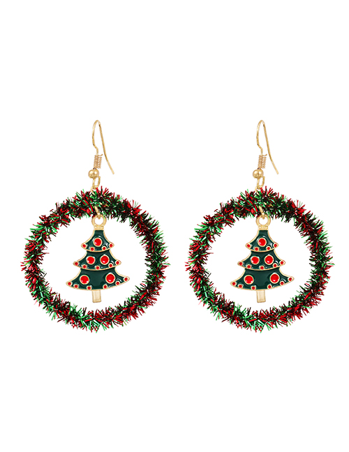 Fashion Christmas Tree Alloy Ribbon Circle Christmas Earrings
