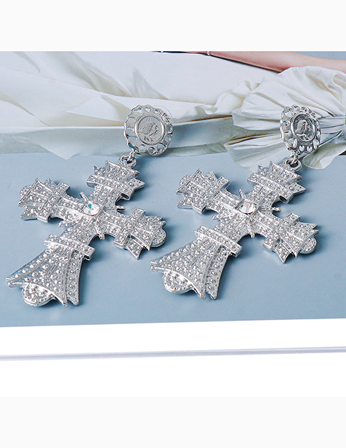 Fashion Silver Color Alloy Geometric Cross Earrings