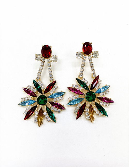Fashion Color Metal Diamond-studded Geometric Earrings