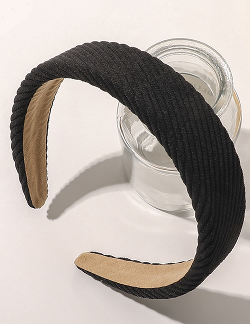 Fashion Black Twill Corduroy Wide Brim Headband