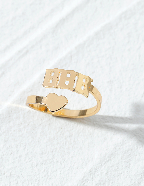 Fashion Gold Color Geometric Love Number Open Ring
