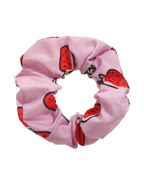 Fashion Strawberry-4 Fabric Fruit Print Pleated Hair Tie