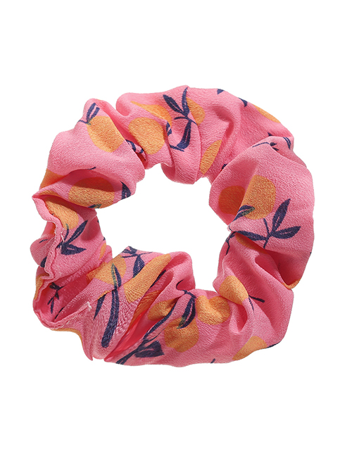 Fashion Tangerinr Fabric Fruit Print Pleated Hair Tie
