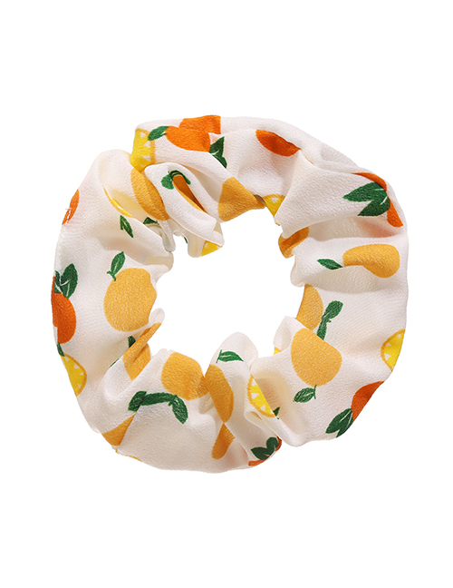 Fashion Orange Fabric Fruit Print Pleated Hair Tie