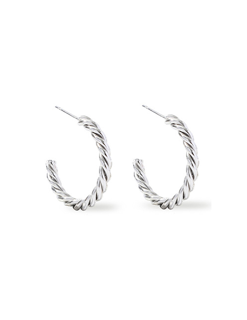 Fashion Twisted C-shaped 25mm Steel Color Stainless Steel Twisted C-shaped Ear Ring