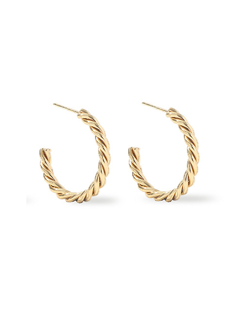 Fashion Twisted C-shaped 30mm Gold Color Stainless Steel Twisted C-shaped Ear Ring