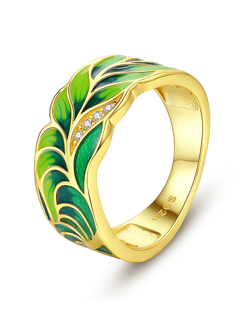Fashion Ring Metal Geometric Leaf Round Ring