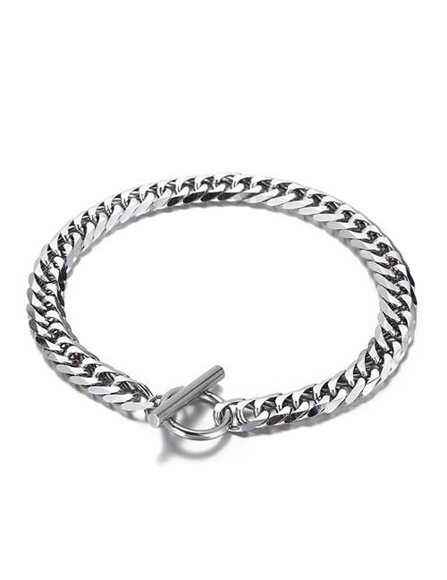 Fashion 4# Titanium Steel Ot Buckle Cuban Chain Bracelet