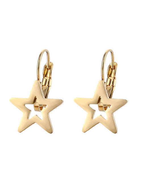 Fashion Gold Color Stainless Steel Star Earrings