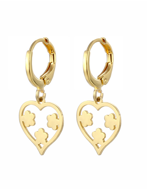 Fashion Gold Color Stainless Steel Love Plum Earrings