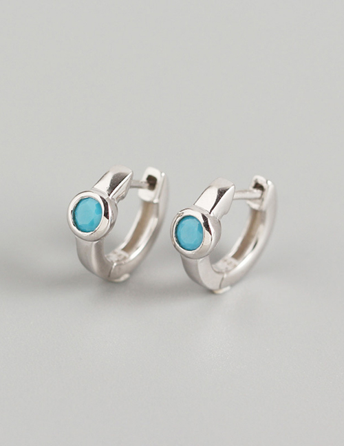 Fashion Silver Color Copper Inlaid Blue Zirconium Geometric Earrings
