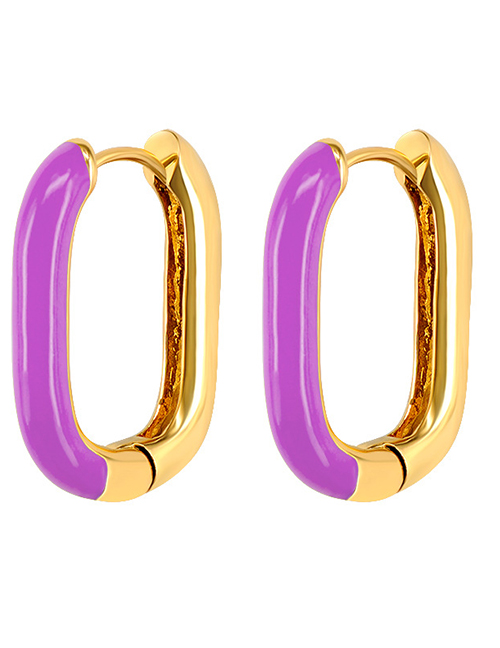 Fashion Purple Copper Drip Oval Earrings