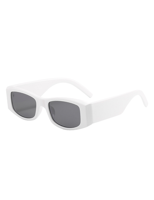 Fashion White Frame Gray Piece Small Frame Thick-leg Sunglasses