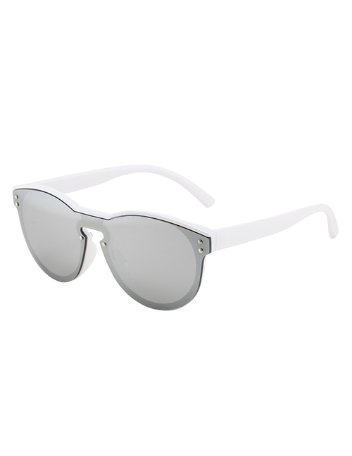 Fashion White Frame White Mercury One Large Frame V-shaped Sunglasses