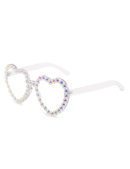 Fashion Transparent Frame Diamond-encrusted Love Lens Sunglasses