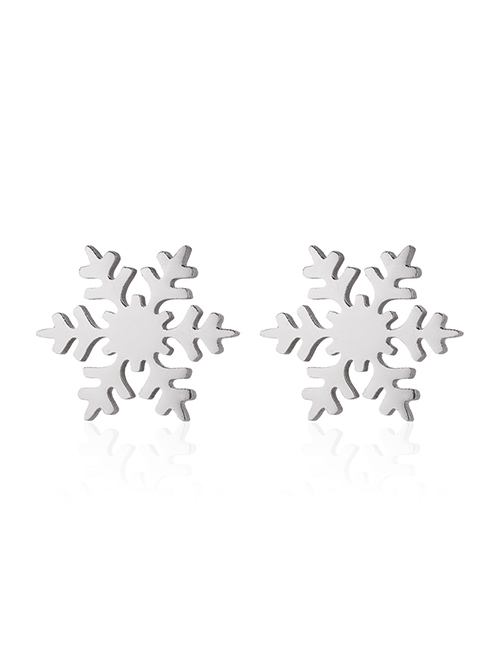 Fashion 2# Titanium Steel Snowflake Ear Studs