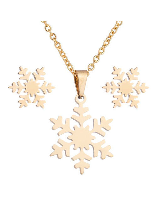 Fashion 7# Titanium Steel Christmas Snowflake Necklace And Earring Set