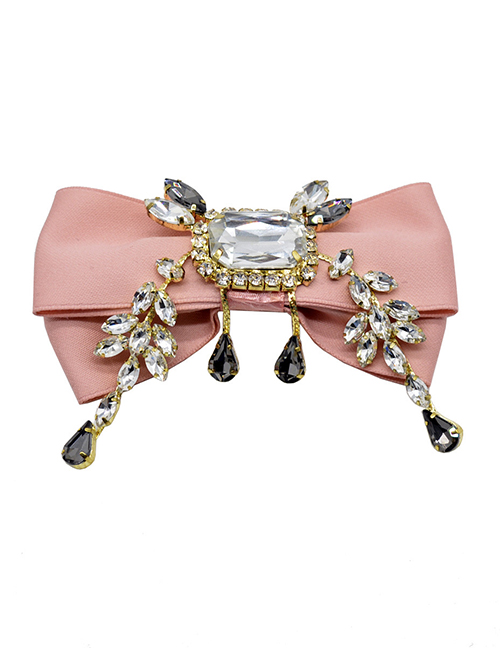 Fashion Pink Alloy Diamond Tassel Bow Tie