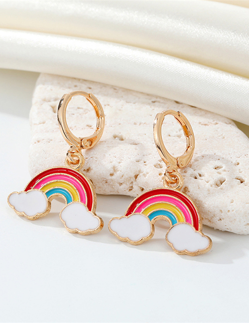 Fashion Rainbow Colorful Dripping Oil Rainbow Cloud Earrings