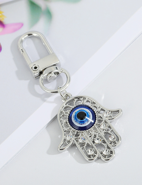 Fashion Silver Color Color Hollow Flower Hand 13 Alloy Diamond-studded Geometric Eye Keychain
