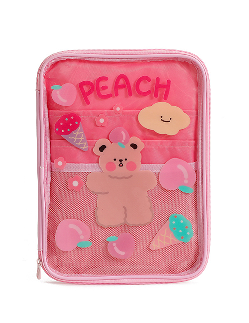 Fashion Pink (applicable To 9.7-11 Inch Ipad) Cartoon Pvc Visual Flat Storage Bag