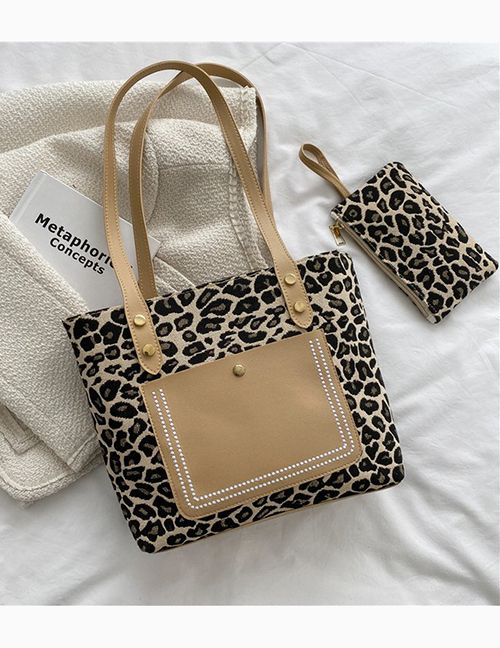 Fashion Without Pendant Card Pu Patch Pocket Leopard Print Handbag