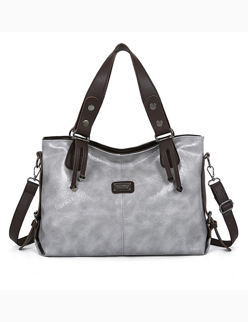 Fashion Grey Pu Large Capacity Messenger Mother Bag