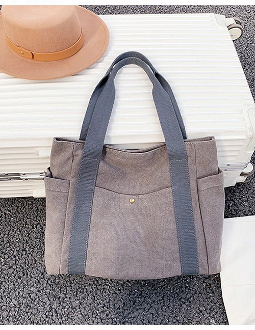 Fashion Grey Canvas Large Capacity Shoulder Bag