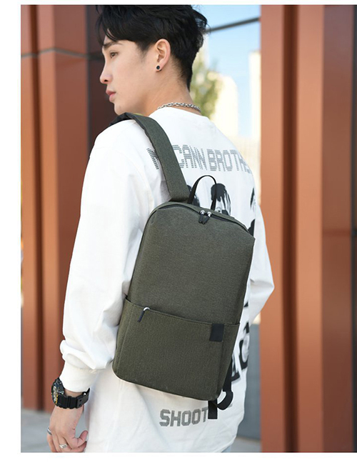 Fashion Dark Green Shoulder Waterproof Zipper Backpack