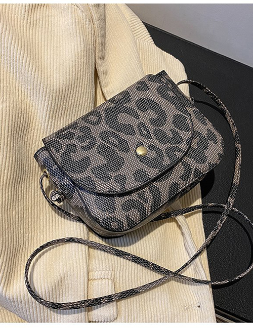 Fashion Grey Pu Leopard Print Lock Crossbody Bag