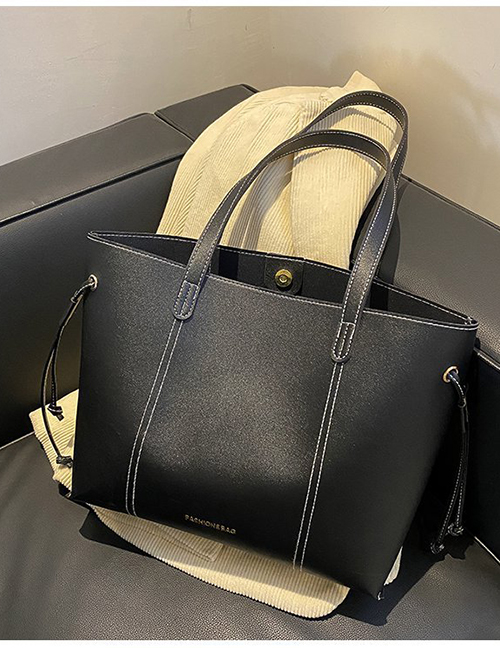 Fashion Black Pu Large-capacity Handbag