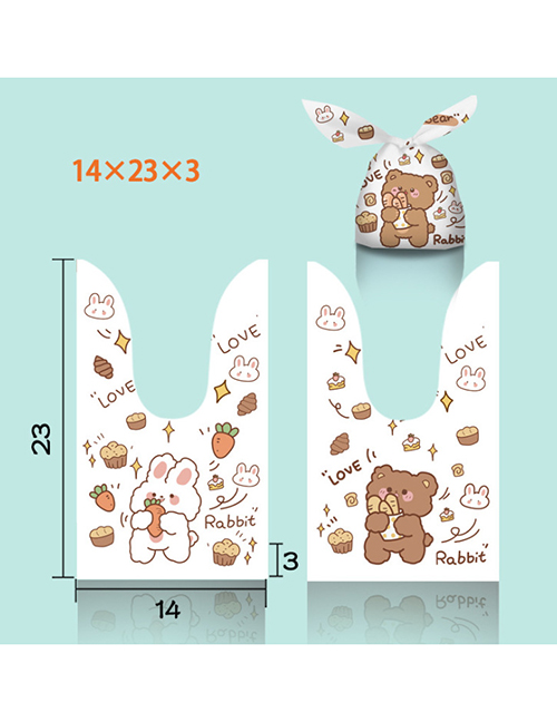Fashion Bunny Bear 14*23/50 Cartoon Printed Bunny Ears Knotted Candy Packaging Bag