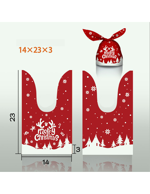 Fashion Snow Carnival Rabbit Ears 14*23cm Christmas Printed Bunny Ears Knotted Plastic Bag (1 Pack)