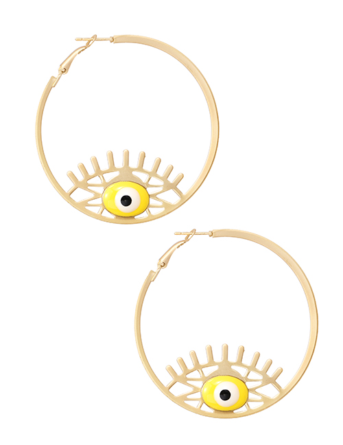 Fashion Yellow Alloy Drip Ring Eye Ear Ring