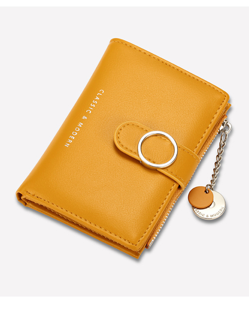 Fashion Yellow Multi-card Two-fold Pu Leather Wallet