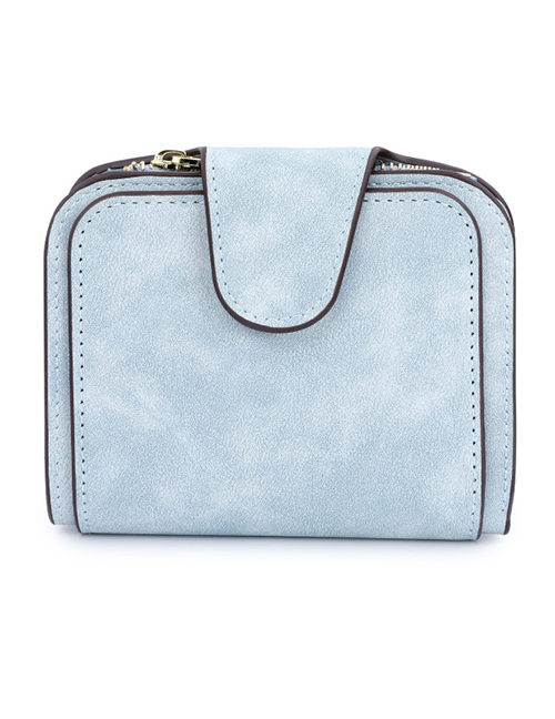 Fashion Light Blue Pu Leather Frosted Coin Purse