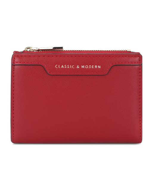 Fashion Red Multi-card Buckle Wallet