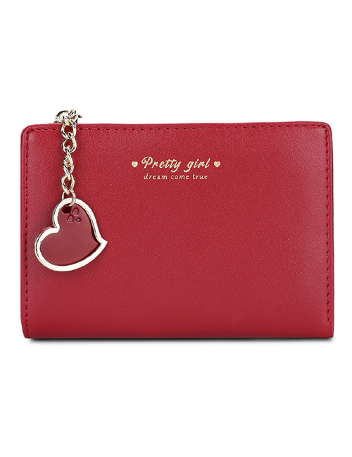 Fashion Red Two-fold Zipper Coin Purse