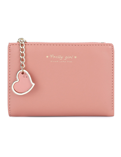 Fashion Pink Two-fold Zipper Coin Purse