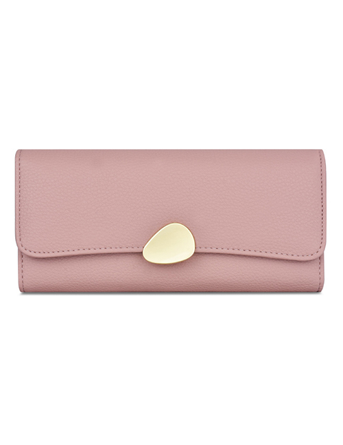 Fashion Pink Lychee Tri-fold Wallet