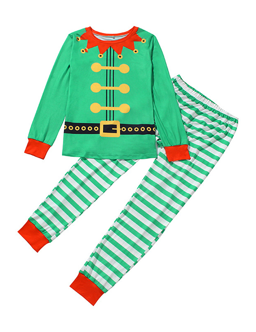 Fashion Child Om9783 Christmas Print Striped Trousers Top Suit