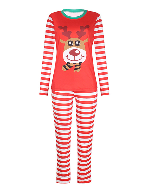 Fashion Child Om9772 Christmas Print Long-sleeved Trousers Parent-child Pajamas Set