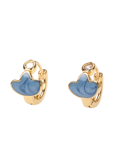 Fashion Navy Blue Copper Inlaid Zirconium Drop Oil Cloud Earrings